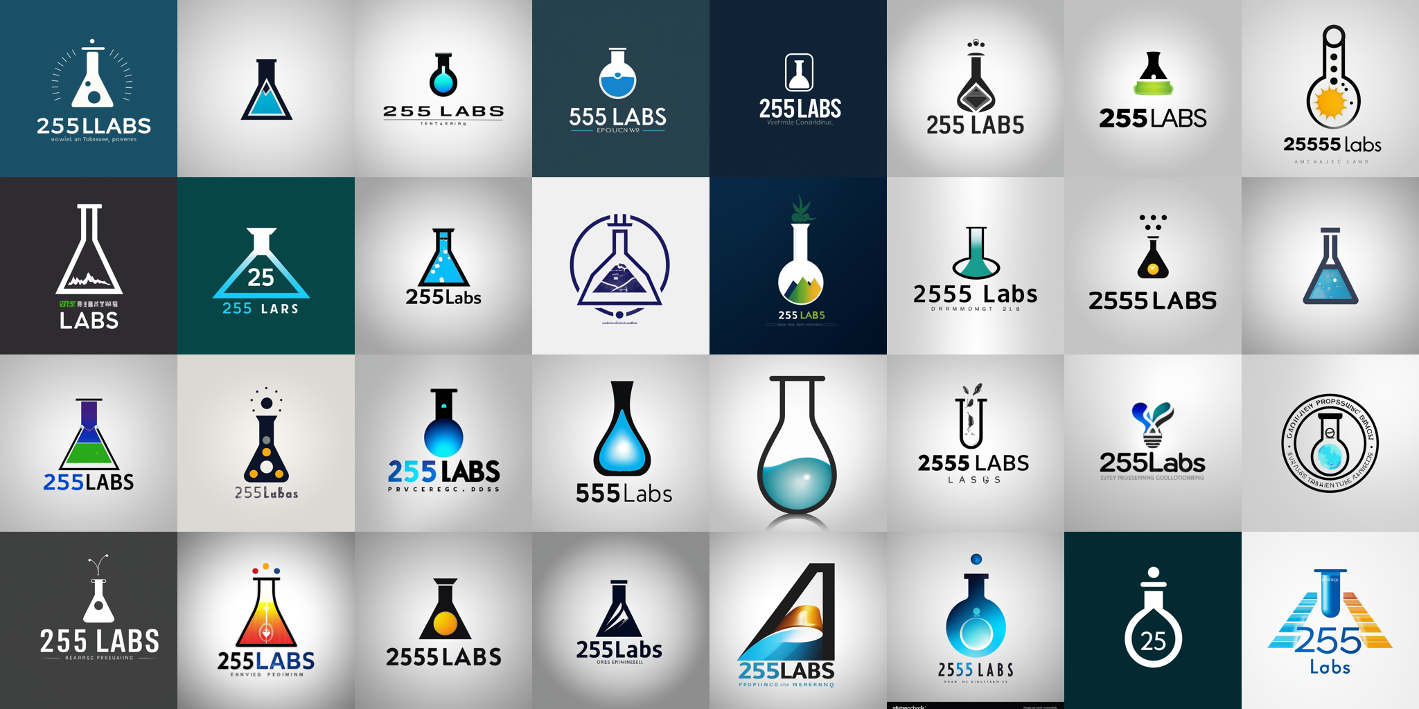 A header for an article depicting a tiled set of logos that all say '255labs'. Generated with deepfloyd and imagemagick montage.